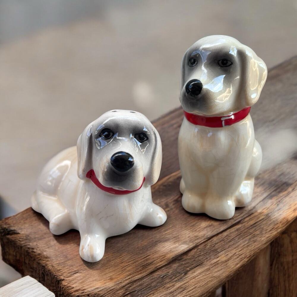 Vintage MCM ceramic puppy dog Salt And Pepper Shakers